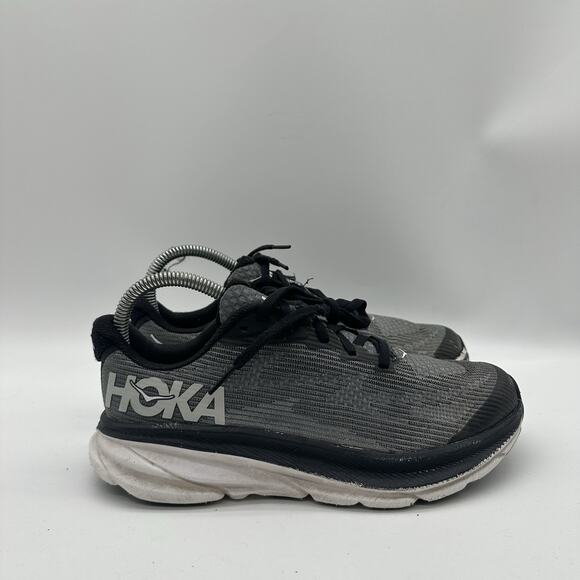 Hoka One One Shoes - Womens 5.5 Hoka One One Clifton 9 Running Shoes Gray White Sneaker 1131170-BWHT